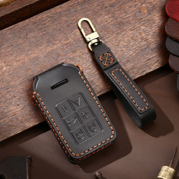 Volvo XC60 XC90 S90 Handmade Genuine Leather Key Case(#V116) - 6-KEY / Black