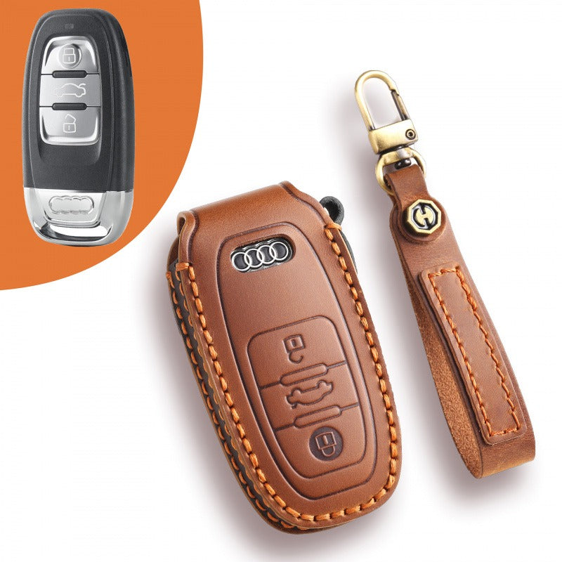 Audi A4L A5 Q7 Q5L A7 A8L Key Case(#AU268) - Brown