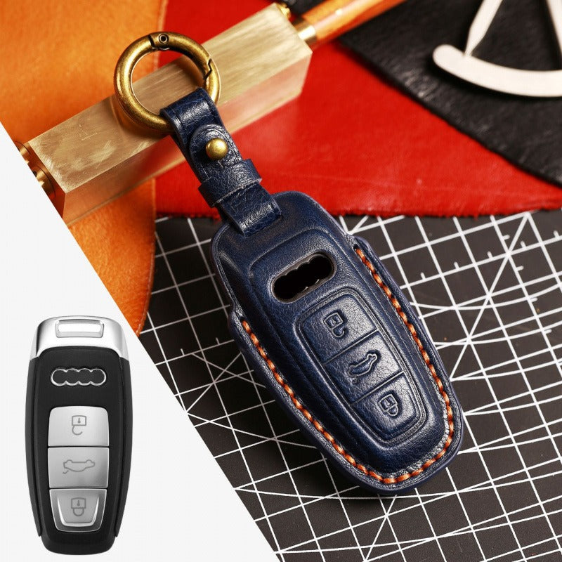 Audi A4L Q5L Q7 A6 3D Key Case(#AU264) - Type-A / Blue