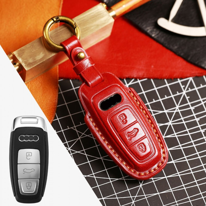 Audi A4L Q5L Q7 A6 3D Key Case(#AU264) - Type-A / Red