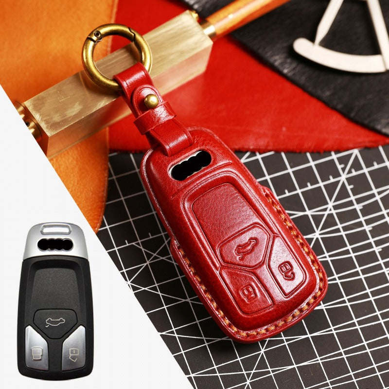 Audi A4L Q5L Q7 A6 3D Key Case(#AU264) - Type-C / Red