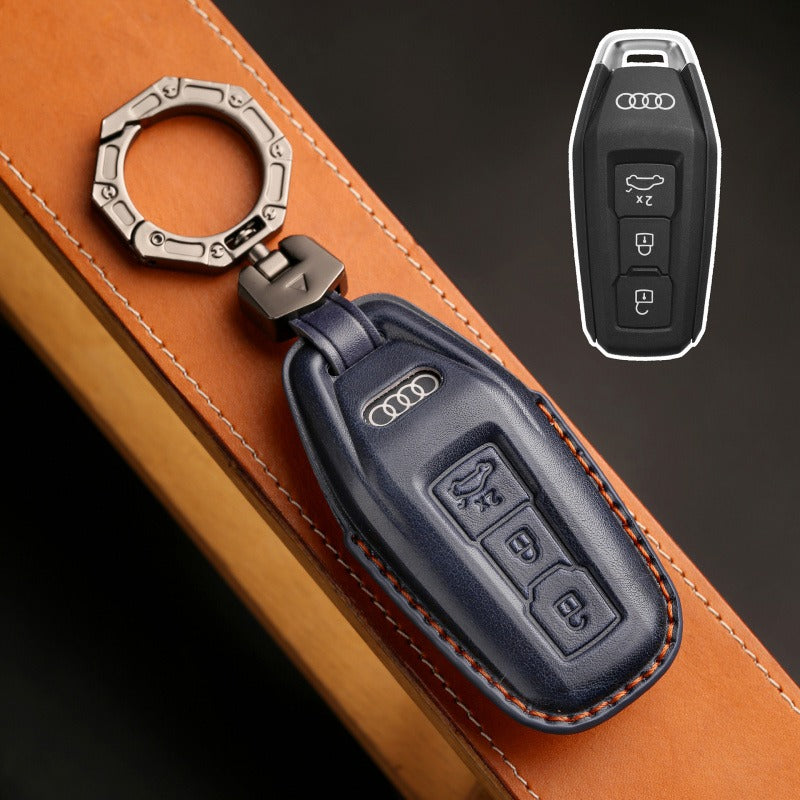 Audi A5L A6L Handmade Leather Key Case(#AU281) - Blue