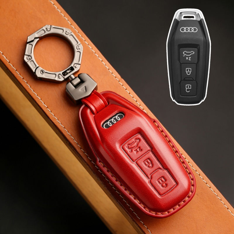 Audi A5L A6L Handmade Leather Key Case(#AU281) - Red