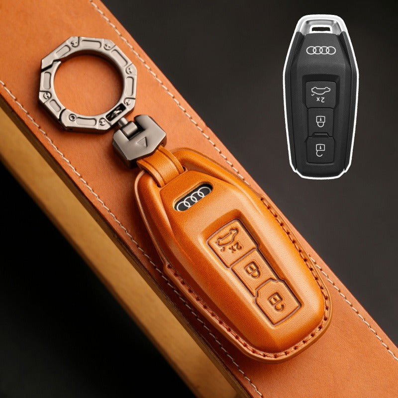 Audi A5L A6L Handmade Leather Key Case(#AU281) - Yellow