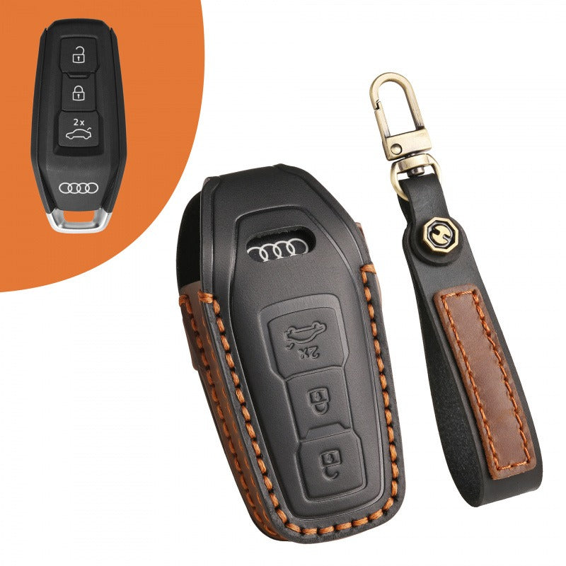 Audi A5L Genuine Leather Key Case(#AU280) - Black