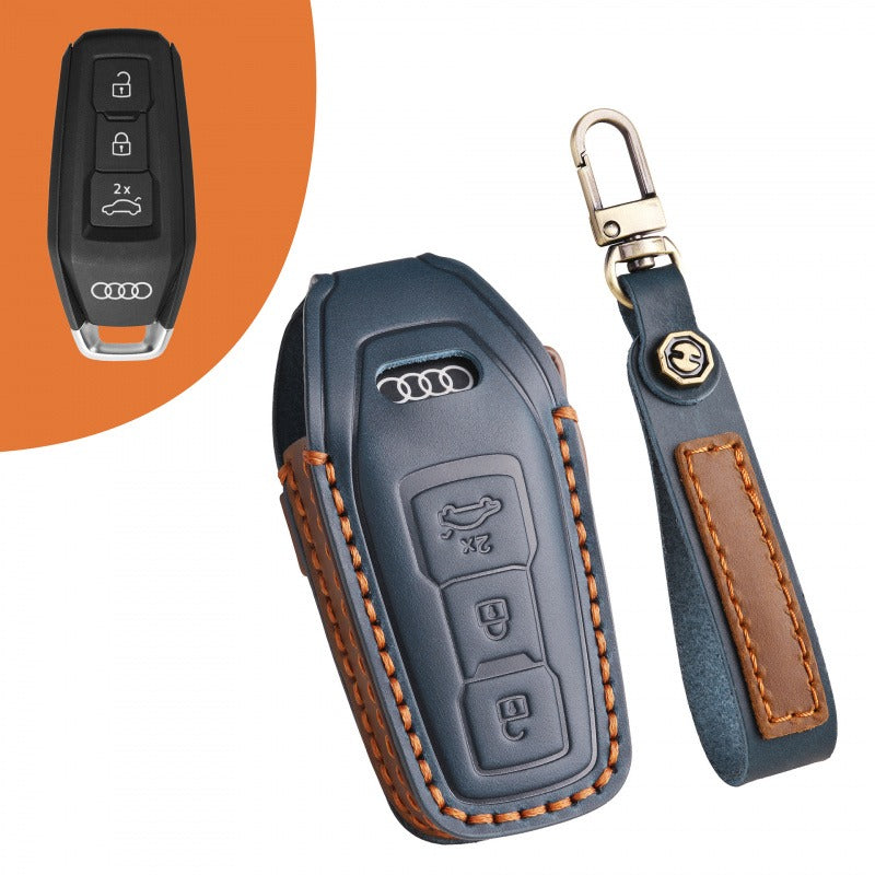 Audi A5L Genuine Leather Key Case(#AU280) - Blue