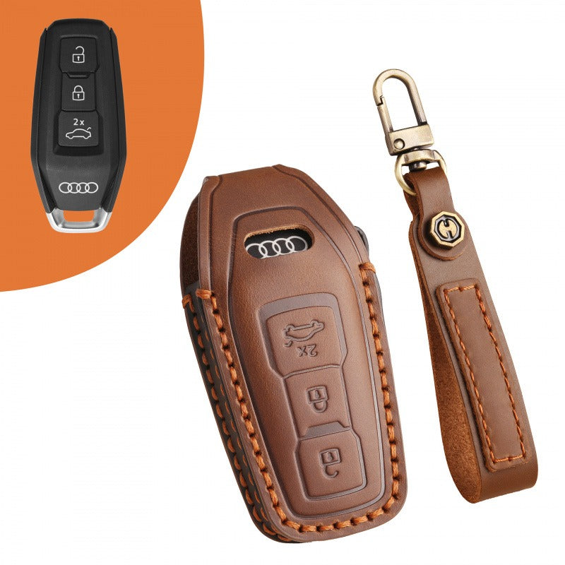 Audi A5L Genuine Leather Key Case(#AU280) - Black