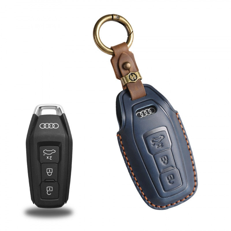 Audi A5L Q6 e-tron Leather Key Case(#AU278) - Blue