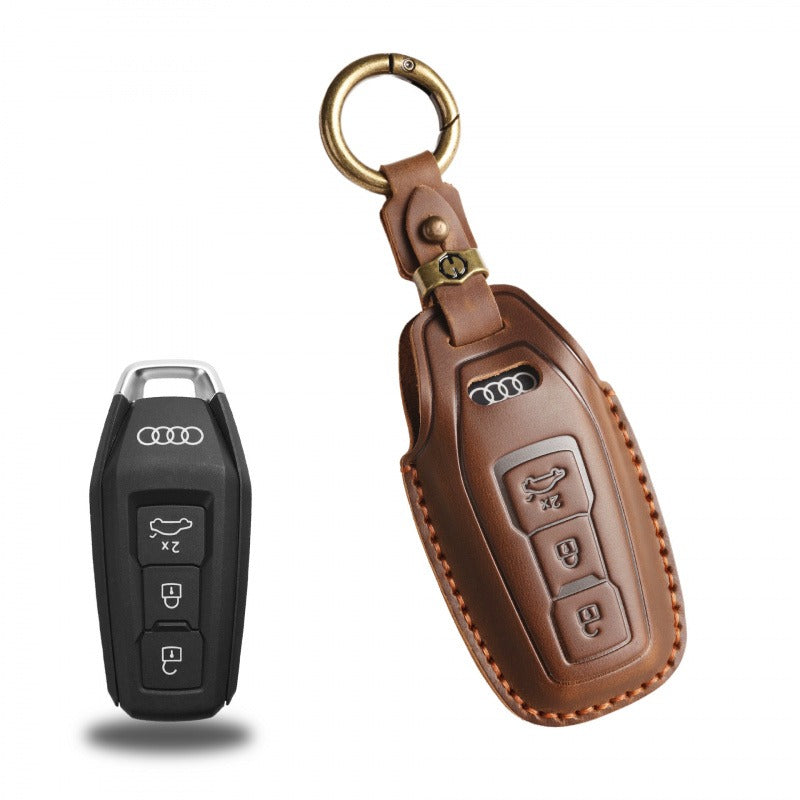 Audi A5L Q6 e-tron Leather Key Case(#AU278) - Brown