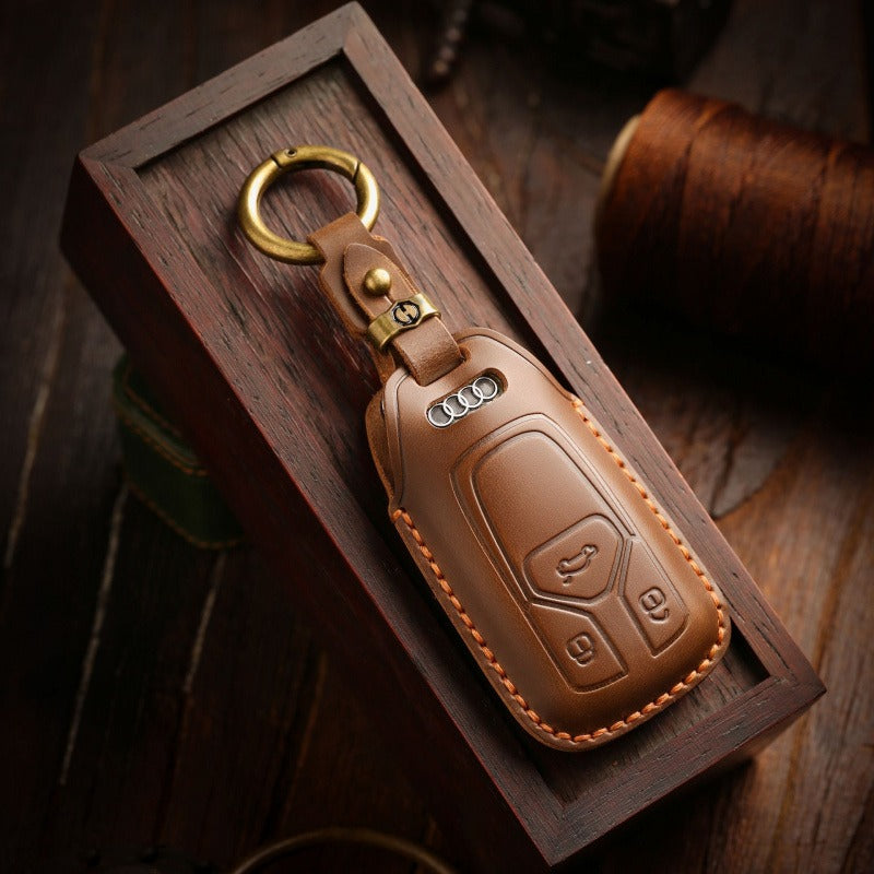 Audi A6L Q5 A8L Vintage Leather Key Case(#AU271)