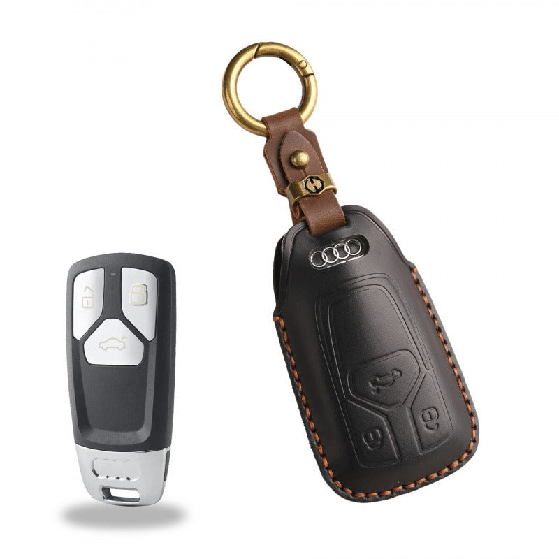 Audi A6L Q5 A8L Vintage Leather Key Case(#AU271) - Black
