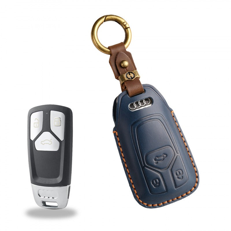 Audi A6L Q5 A8L Vintage Leather Key Case(#AU271) - Blue