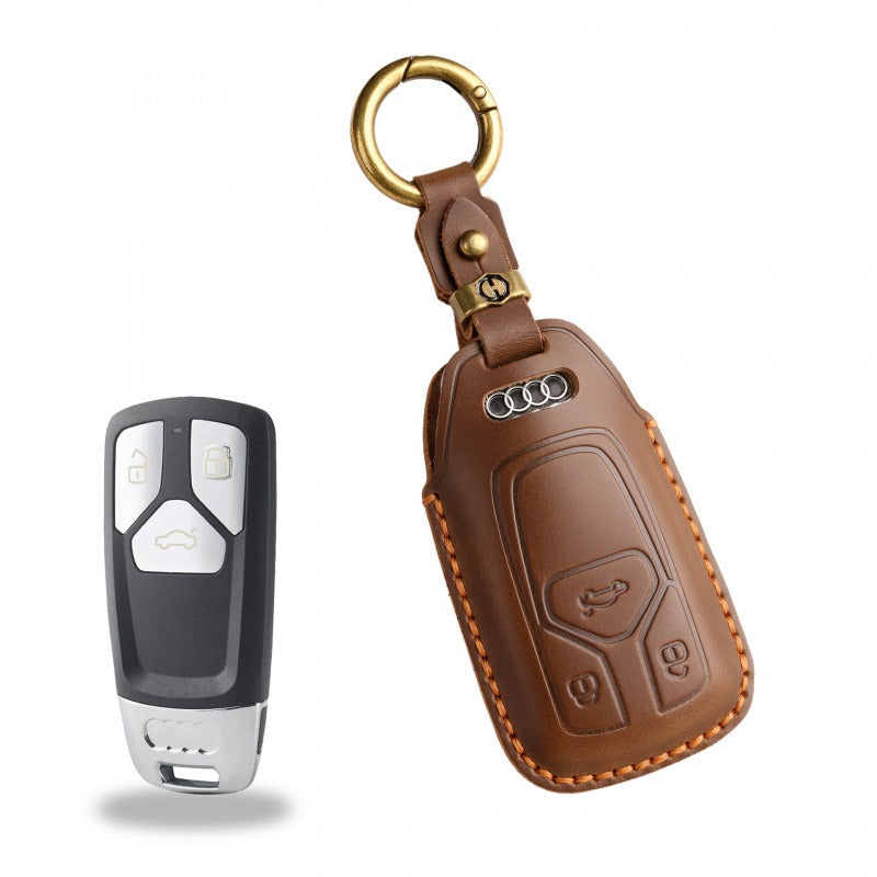 Audi A6L Q5 A8L Vintage Leather Key Case(#AU271) - Brown