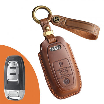 Audi A6L Q7 Handmade Vintage Leather Key Case(#AU273) - Brown