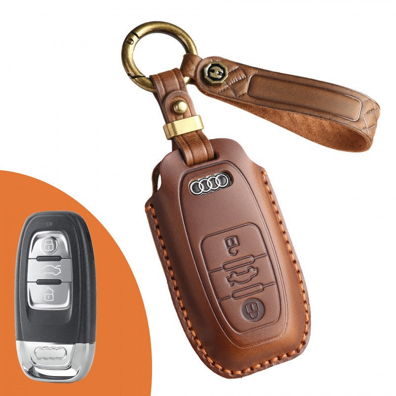 Audi A6L Q7 Handmade Vintage Leather Key Case(#AU273) - Brown