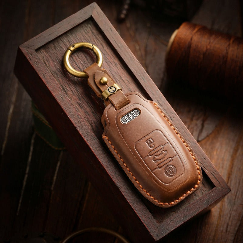 Audi A6L Q7 Handmade Vintage Leather Key Case(#AU277)