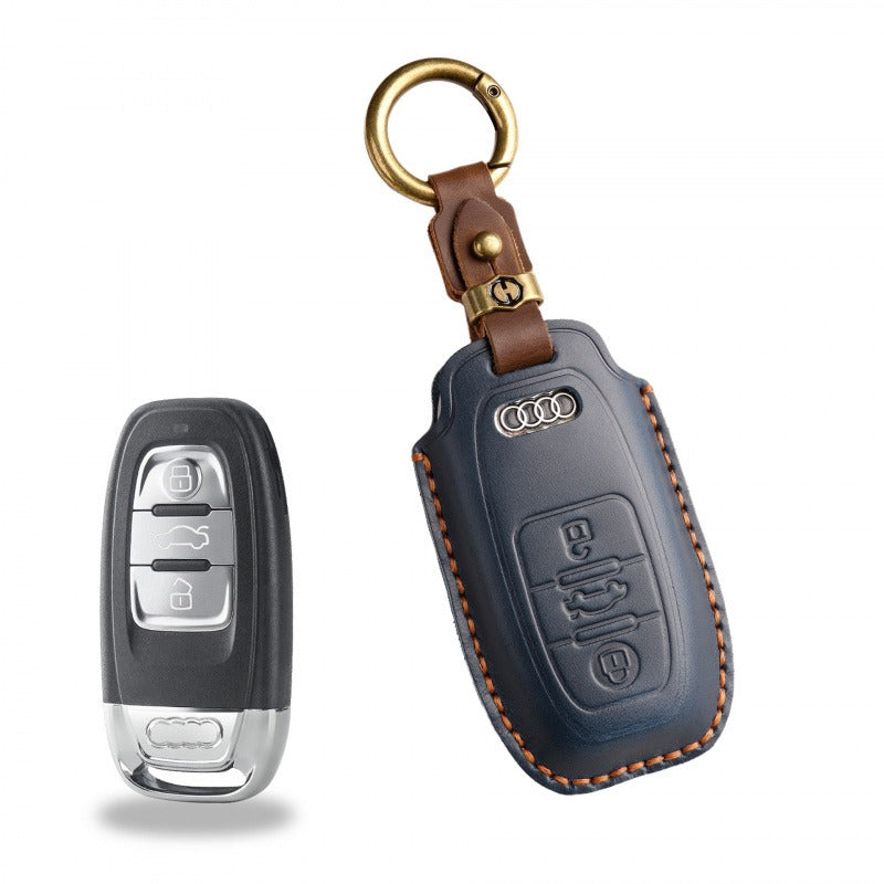 Audi A6L Q7 Handmade Vintage Leather Key Case(#AU277) - Blue