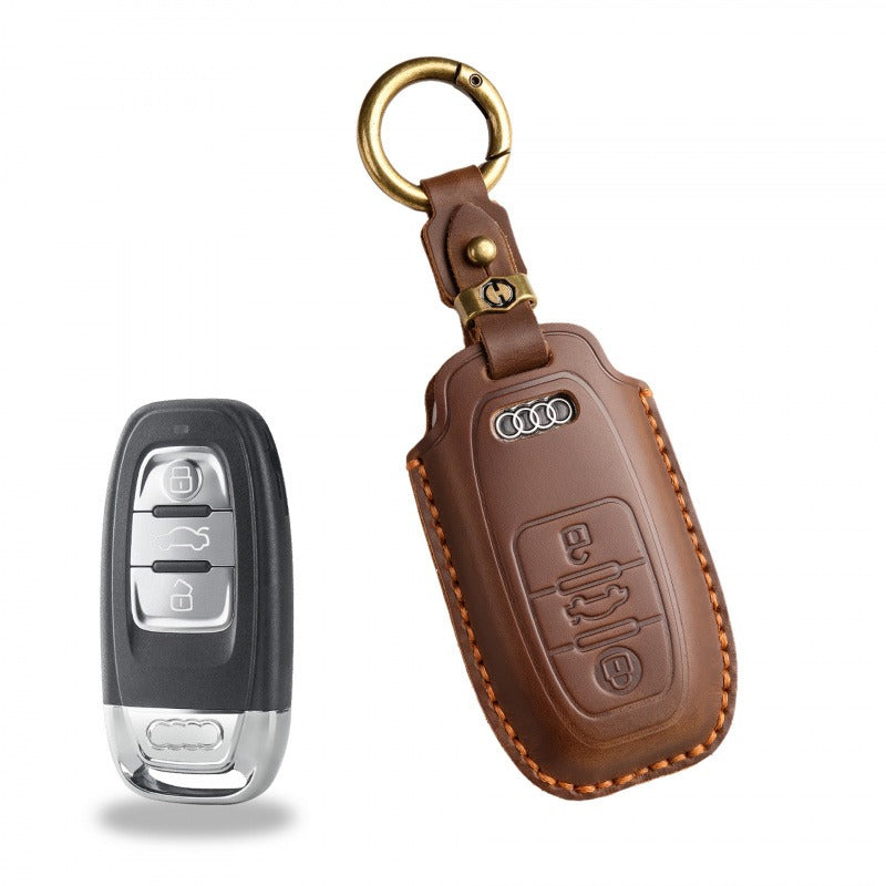 Audi A6L Q7 Handmade Vintage Leather Key Case(#AU277) - Brown