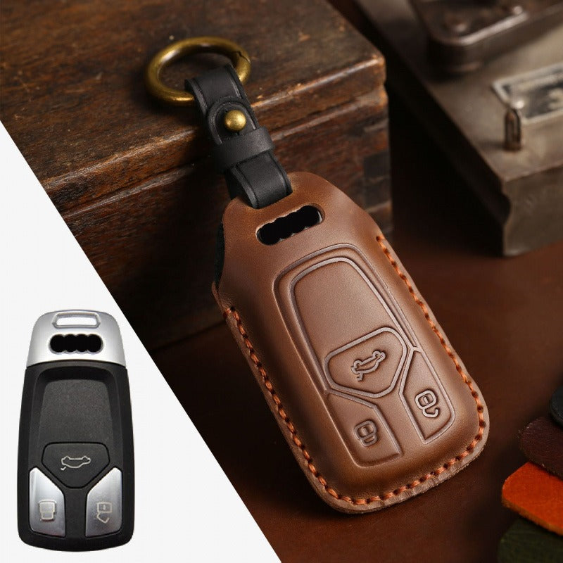Audi Crazy Horse Leather Key Case(#AU266) - Type-C / Brown