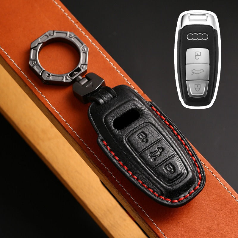 Audi Handmade 3D Leather Key Case(#AU265) - Type-A / Yellow