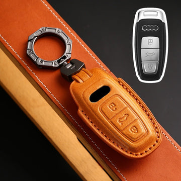 Audi Handmade 3D Leather Key Case(#AU265) - Type-A / Yellow