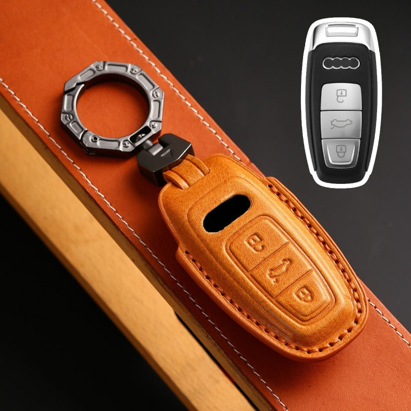 Audi Handmade 3D Leather Key Case(#AU265) - Type-A / Yellow