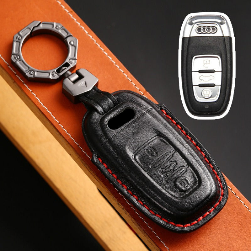 Audi Handmade 3D Leather Key Case(#AU265) - Type-B / Black