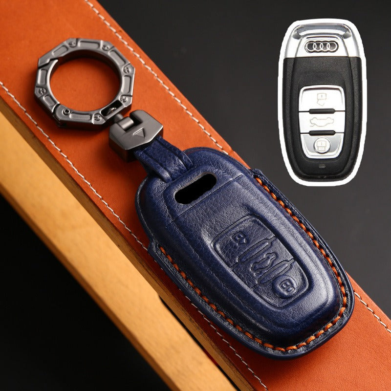 Audi Handmade 3D Leather Key Case(#AU265) - Type-B / Blue