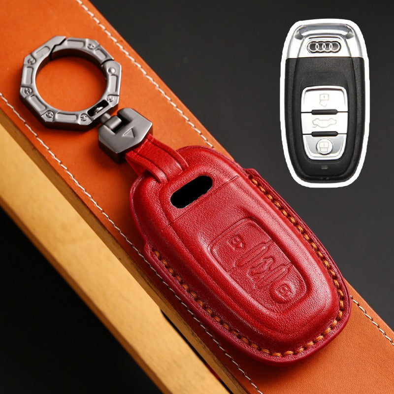 Audi Handmade 3D Leather Key Case(#AU265) - Type-B / Red