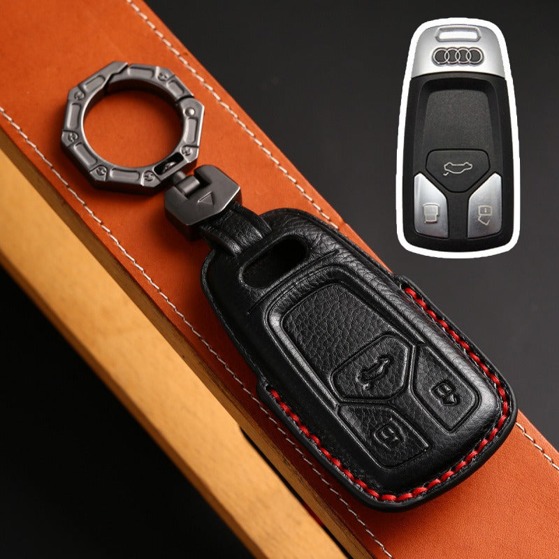 Audi Handmade 3D Leather Key Case(#AU265) - Type-C / Black