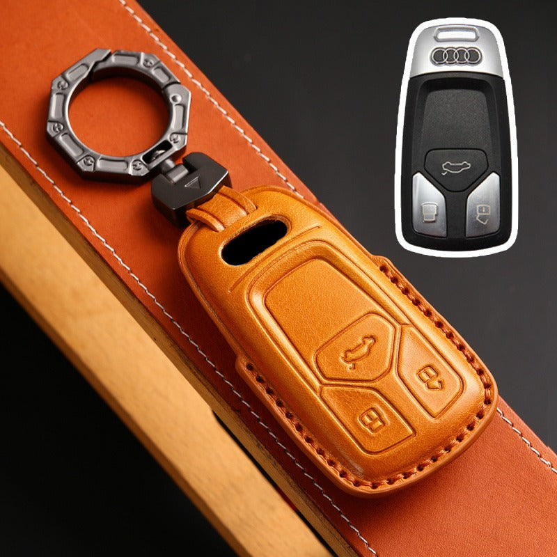 Audi Handmade 3D Leather Key Case(#AU265) - Type-C / Yellow