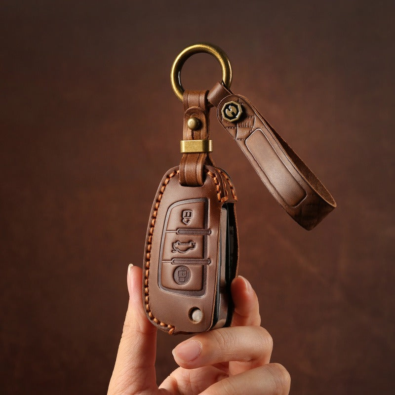 Audi Q3 A3 Crazy Horse Leather Folding Key Case(#AU270)