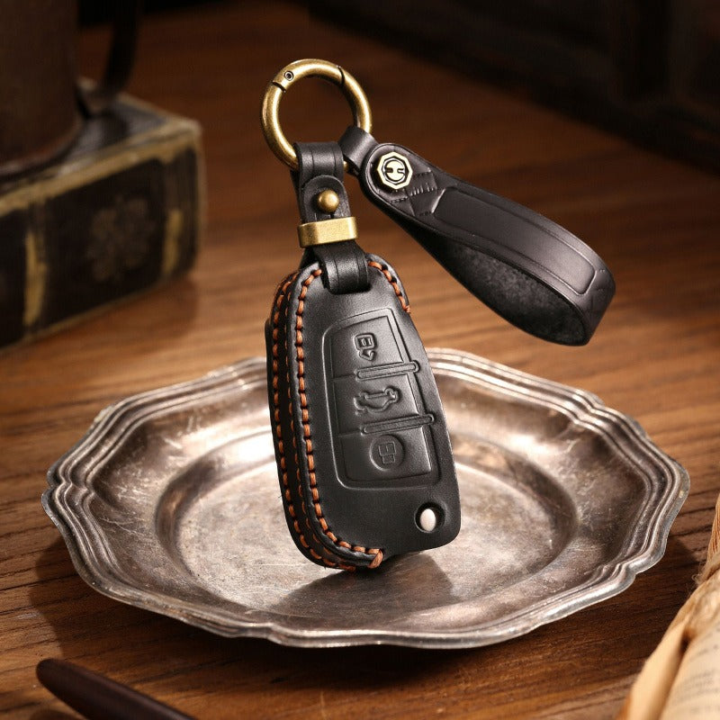 Audi Q3 A3 Crazy Horse Leather Folding Key Case(#AU270)