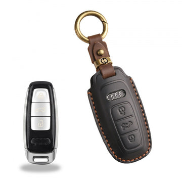 Audi Q5L A6L Handmade Leather Key Case（#AU262） - Black