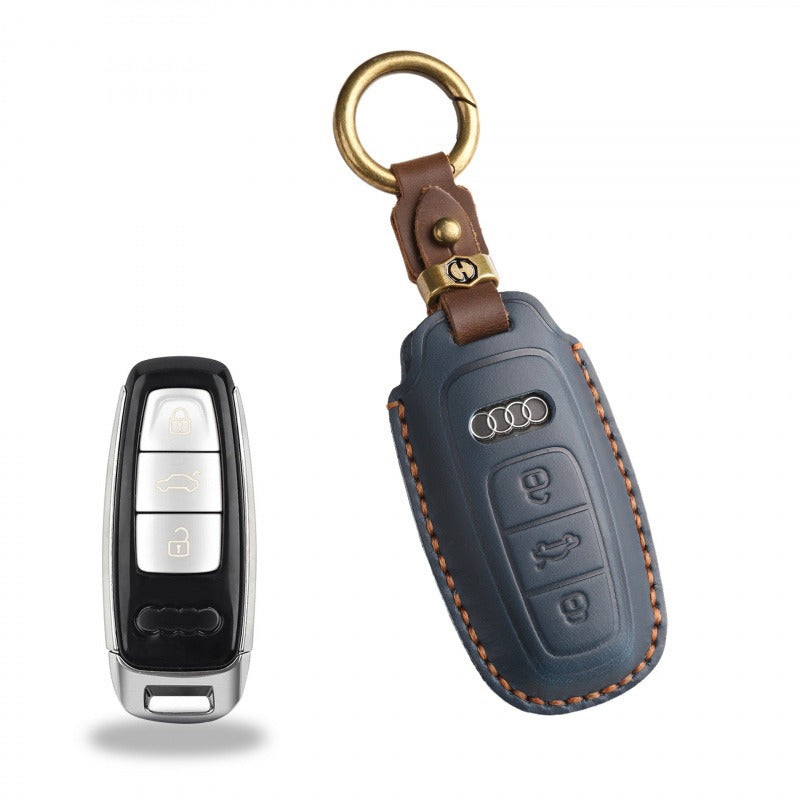 Audi Q5L A6L Handmade Leather Key Case（#AU262） - Blue
