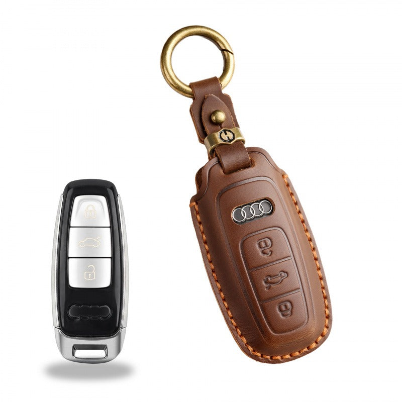 Audi Q5L A6L Handmade Leather Key Case（#AU262） - Brown