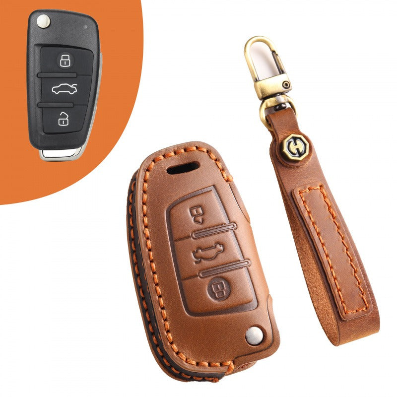 Audi Q7 Q3 Q2L A1 A3 Folding Leather Key Case(#AU275) - Brown
