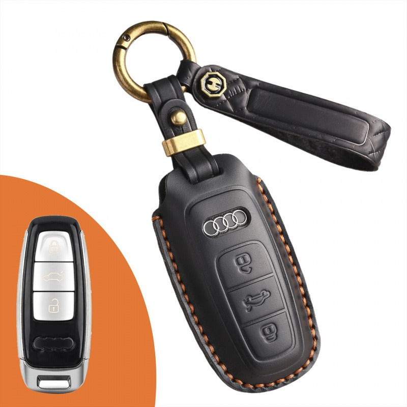 Audi Vintage Genuine Leather Key Case(#AU274) - Brown
