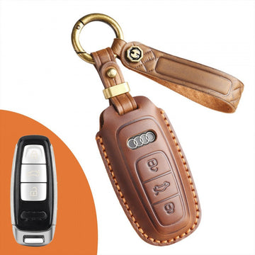 Audi Vintage Genuine Leather Key Case(#AU274) - Brown