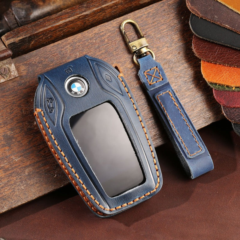 BMW Display Key Leather Case 7 Series 5 Series X7(#BM30) - Blue