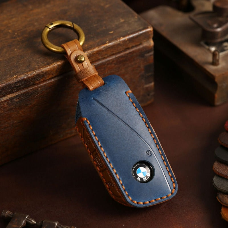 BMW X7 Genuine Leather Key Case(#BM242) - Blue