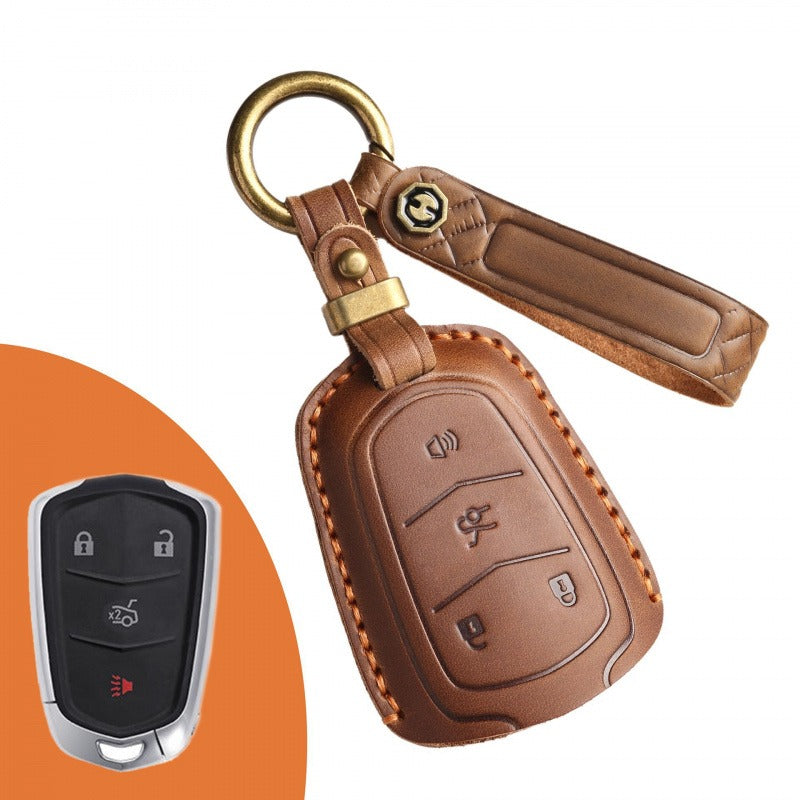 Cadillac ATS-L XTS CTS XT5 CT6 Leather Key Case(#CA317) - Key-5 / Black