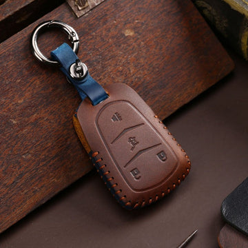 Cadillac Crazy Horse Leather Key Case ATS-L SRX CTS XT5 CT6(#CA186) - Key-4 / Brown