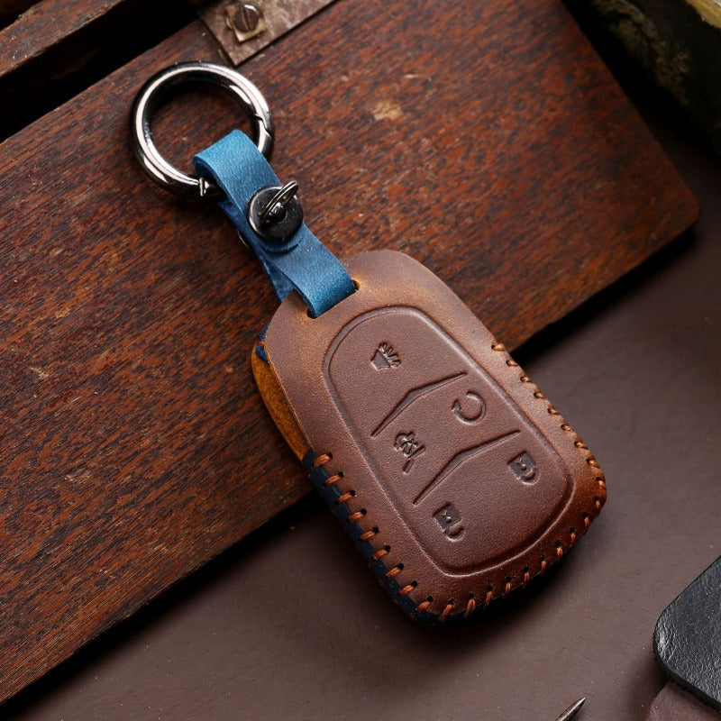 Cadillac Crazy Horse Leather Key Case ATS-L SRX CTS XT5 CT6(#CA186) - Key-5 / Brown