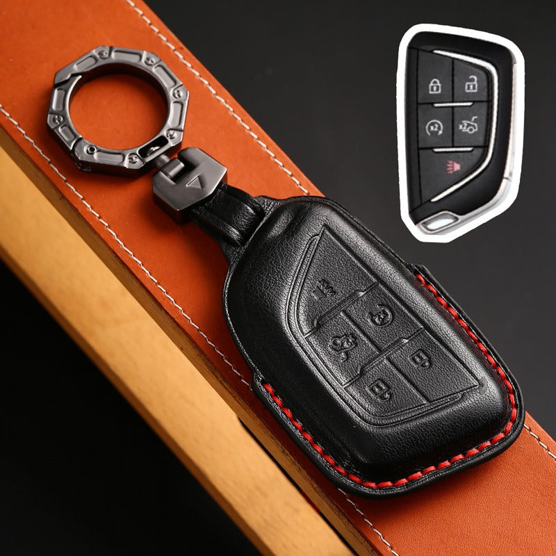 Cadillac CT5 CT4 LYRIQ Leather Key Case(#CA320) - Black