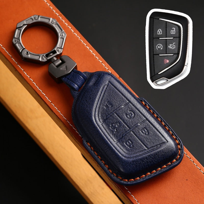 Cadillac CT5 CT4 LYRIQ Leather Key Case(#CA320) - Blue