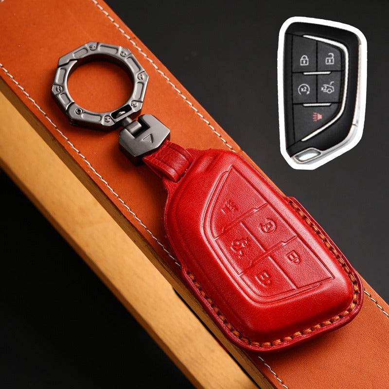 Cadillac CT5 CT4 LYRIQ Leather Key Case(#CA320) - Red