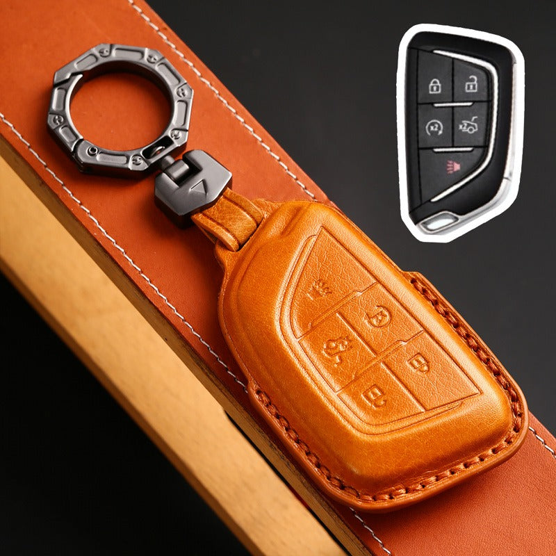 Cadillac CT5 CT4 LYRIQ Leather Key Case(#CA320) - Yellow