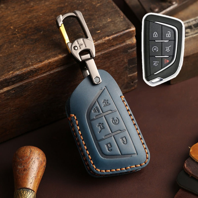 Cadillac CT5 CT4 Vintage Key Case(#CA315) - Key-6 / Blue