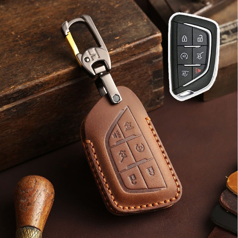 Cadillac CT5 CT4 Vintage Key Case(#CA315) - Key-6 / Brown